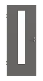 Frontansicht von Huga Innentür Hygge grau RAL 7037 Duradecor Basic mit Lichtausschnitt LA 24