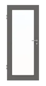 Frontansicht von Huga Innentür Hygge grau RAL 7037 Duradecor Basic mit Lichtausschnitt LA 27