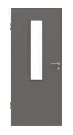 Frontansicht von Huga Innentür Hygge grau RAL 7037 Lack Basic mit Lichtausschnitt LA-4 mittig