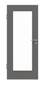 Frontansicht von Huga Innentür Hygge grau RAL 7037 Duradecor Basic mit Lichtausschnitt LA 8