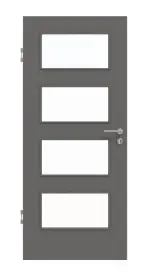 Frontansicht von Huga Innentür Hygge grau RAL 7037 Duradecor Basic mit Lichtausschnitt LA 9