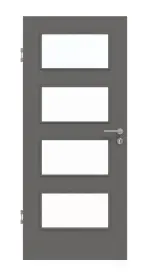 Frontansicht von Huga Innentür Hygge grau RAL 7037 Lack Basic mit Lichtausschnitt LA-9