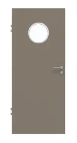 Frontansicht von Taupe RAL 7048 LA Bullauge Mattlack Basic Innentür - Huga