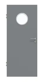 Frontansicht von Ultramatt Hygge Grau LA Bullauge Basic Innentür - Huga
