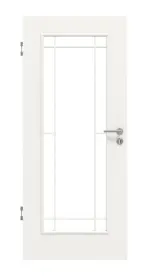 Frontansicht von HUGA Innentür Landhaus 1 Weißlack Classic mit Lichtausschnitt LA Lugano