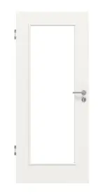 Frontansicht von HUGA Innentür Landhaus 1 Weißlack Classic mit Lichtausschnitt LA