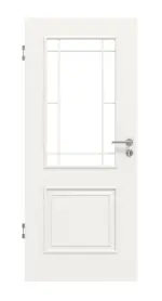 Frontansicht von HUGA Innentür Landhaus 2 Weißlack Classic mit Lichtausschnitt LA Lugano