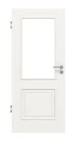 Frontansicht von HUGA Innentür Landhaus 2 Weißlack Classic mit Lichtausschnitt LA