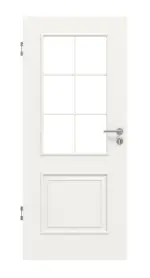 Frontansicht von Landhaus 2 LA Sprosse 2/3 Classic Durat Verkehrsweiß RAL 9016 Innentür - Huga
