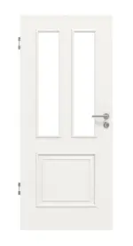 Frontansicht von HUGA Innentür Landhaus 3 Weißlack Classic mit Lichtausschnitt LA