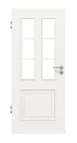 Frontansicht von HUGA Innentür Landhaus 3 Weißlack Classic mit Lichtausschnitt LA Sprosse 1/3