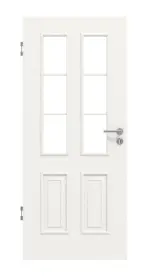 Frontansicht von HUGA Innentür Landhaus 4 Weißlack Classic mit Lichtausschnitt LA Sprosse 1/3