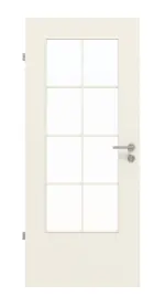 Frontansicht von Uni Weißlack LÖ 23 mit Sprossenrahmen 8 Felder Laminat (CPL) Duritop Optima Innentür - Jeld-Wen