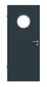 Frontansicht von Titangrau A 416 Bullauge Typ LA-KR 350 PortaLit Zimmertür - Westag