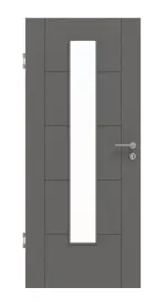 Frontansicht von Huga Innentür Signum 13 Hygge grau RAL 7037 Lack Concept mit Lichtausschnitt LA 24 mittig