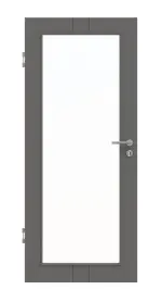 Frontansicht von Huga Innentür Signum 23 Hygge grau RAL 7037 Lack Concept mit Lichtausschnitt LA 27