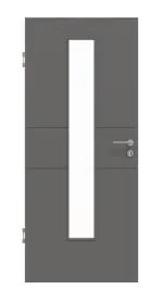 Frontansicht von Huga Innentür Signum 29 Hygge grau RAL 7037 Lack Concept mit Lichtausschnitt LA 24 mittig