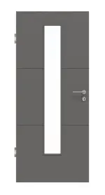 Frontansicht von Huga Innentür Signum 31 Hygge grau RAL 7037 Lack Concept mit Lichtausschnitt LA 24 mittig