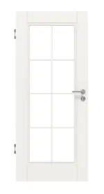 Frontansicht von HUGA Innentür Kontur 1 Weißlack Classic mit Lichtausschnitt LA Sprosse 2/4