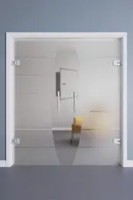 Relation mit Amara Mattierung Ganzglas Doppelflügel-Pendeltür mit Motiv klar - Erkelenz