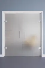 Relation mit Bahia Klassisch Matt Ganzglas Doppelflügel-Pendeltür mit Motiv klar - Erkelenz