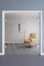 Relation mit Cristall Klassisch Matt Ganzglas Doppelflügel-Pendeltür mit Motiv matt - Erkelenz