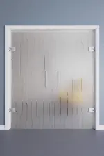 Relation mit Curves Mattierung Ganzglas Doppelflügel-Pendeltür mit Motiv klar - Erkelenz