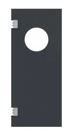 Frontansicht von HÖRMANN Kunststoff-Pendeltür mit Lichtausschnitt rund inkl. Blendrahmen