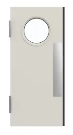 Frontansicht von Komplettset Stahl Mehrzweck-Pendeltür MZ-1 mit rundem LA inkl. Umfassungszarge - Hörmann