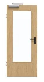 Frontansicht von GARANT Rauchschutztür Authentic Asteiche CePaL mit Lichtausschnitt LA-DIN