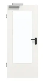 Frontansicht von GARANT Rauchschutztür Authentic Bianco CePaL mit Lichtausschnitt LA-DIN