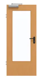 Frontansicht von GARANT Rauchschutztür Buche Exklusiv CePaL mit Lichtausschnitt LA-DIN