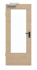 Frontansicht von GARANT Rauchschutztür Quer Authentic Achat CePaL mit Lichtausschnitt LA-DIN