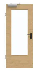 Frontansicht von GARANT Rauchschutztür Quer Authentic Asteiche CePaL mit Lichtausschnitt LA-DIN