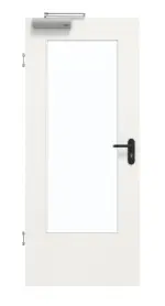 Frontansicht von GARANT Rauchschutztür Quer Authentic Bianco CePaL mit Lichtausschnitt LA-DIN