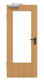 Frontansicht von GARANT Rauchschutztür Eiche Premium CePaL mit Lichtausschnitt LA-DIN