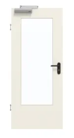 Frontansicht von GARANT Rauchschutztür Weißlack 9010 mit Lichtausschnitt LA-DIN