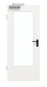 Frontansicht von GARANT Rauchschutztür Weißlack 9016 mit Lichtausschnitt LA-DIN