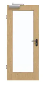 Frontansicht von GARANT Rauchschutztür Authentic Asteiche CePaL mit Lichtausschnitt LA-2