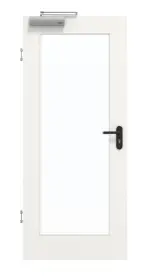 Frontansicht von GARANT Rauchschutztür Authentic Bianco CePaL mit Lichtausschnitt LA-2