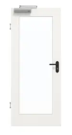 Frontansicht von GARANT Rauchschutztür Quer Authentic Bianco CePaL mit Lichtausschnitt LA-2