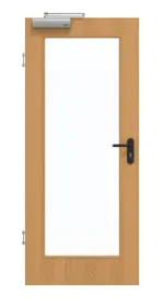 Frontansicht von GARANT Rauchschutztür Eiche Premium CePaL mit Lichtausschnitt LA-2