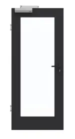 Frontansicht von GARANT Rauchschutztür Matt RAL 9005 G-TEC mit Lichtausschnitt LA-2