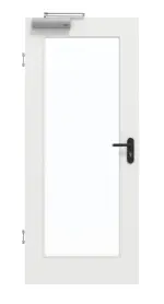 Frontansicht von GARANT Rauchschutztür Matt Weißlack 9016 G-TEC mit Lichtausschnitt LA-2