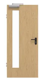 Frontansicht von GARANT Rauchschutztür Authentic Asteiche GCK08 mit Lichtausschnitt LA-4 bandseitig