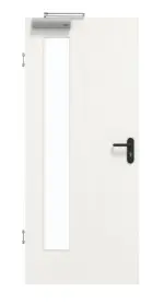 Frontansicht von GARANT Rauchschutztür Authentic Bianco CePaL mit Lichtausschnitt LA-4 bandseitig