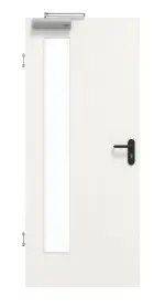 Frontansicht von GARANT Rauchschutztür Authentic Bianco GCK08 mit Lichtausschnitt LA-4 bandseitig