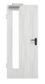 Frontansicht von GARANT Rauchschutztür Authentic Grigio GCK08 mit Lichtausschnitt LA-4 bandseitig