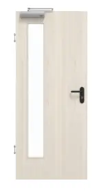 Frontansicht von GARANT Rauchschutztür Authentic Perl GCK08 mit Lichtausschnitt LA-4 bandseitig