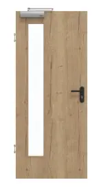 Frontansicht von GARANT Rauchschutztür Authentic Risseiche GCK08 mit Lichtausschnitt LA-4 bandseitig